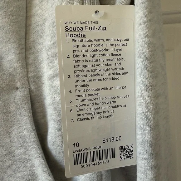 Lululemon Scuba Hoodie Jacket Light Grey NWT - Picture 4 of 4
